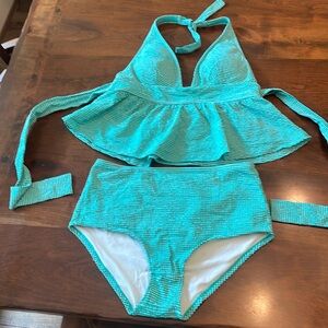 J Crew Halter Peplum Tankini and High Waist Bottom